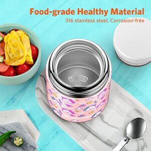 Insulated Food Jar for Hot Food, Runkrin 16oz Thermos Vacuum Double Wall Lunch Container with Spoon, Leak Proof Stainless Steel Thermal Bento Box for Kids Boys Girls Adults