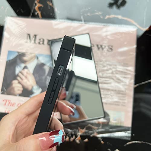 VAOXTY Compatible with iPhone 14 Pro Max Case Square Mirror Case Cute for Women Girls Makeup Glass Mirror Back Design Fashion Luxury Slim Thin Protective Cover Phone Case