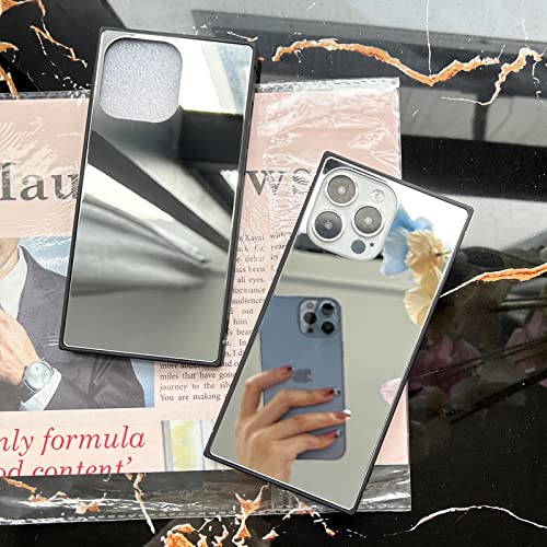 VAOXTY Compatible with iPhone 14 Pro Max Case Square Mirror Case Cute for Women Girls Makeup Glass Mirror Back Design Fashion Luxury Slim Thin Protective Cover Phone Case