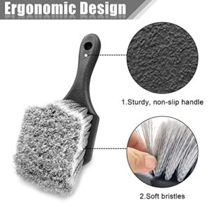 Car Brush for Wheel & Tire, Soft Bristle Car Wash Brush, Short Handle Tire Brush, Cleans Tires, Carpet Brush for Car, Truck (black)