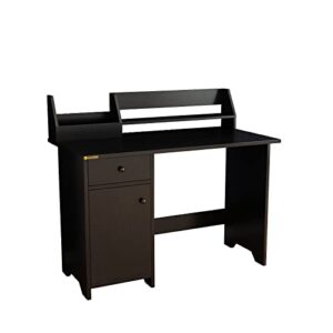 alisened computer desk with drawers and hutch, home office desk farmhouse writing table with shelf,wooden executive desk writing desk with file drawer for bedroom small space