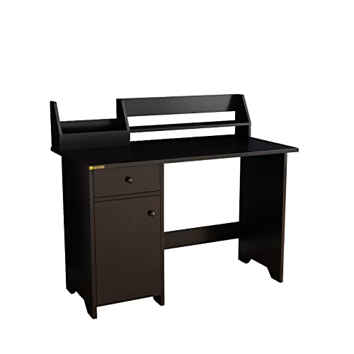 ALISENED Computer Desk with Drawers and Hutch, Home Office Desk Farmhouse Writing Table with Shelf,Wooden Executive Desk Writing Desk with File Drawer for Bedroom Small Space