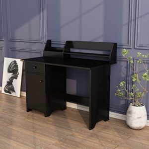 ALISENED Computer Desk with Drawers and Hutch, Home Office Desk Farmhouse Writing Table with Shelf,Wooden Executive Desk Writing Desk with File Drawer for Bedroom Small Space