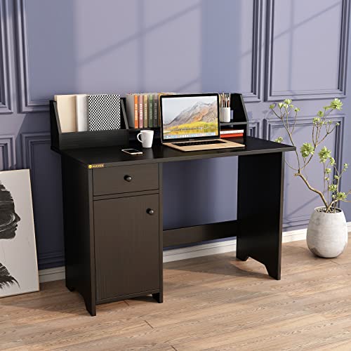 ALISENED Computer Desk with Drawers and Hutch, Home Office Desk Farmhouse Writing Table with Shelf,Wooden Executive Desk Writing Desk with File Drawer for Bedroom Small Space