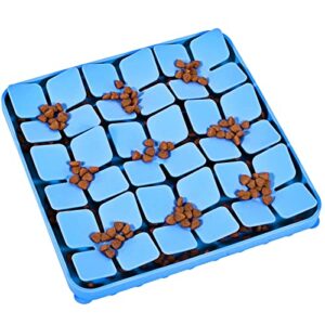 silicone snuffle mat for dogs, slow feeder dog bowls, ourmiao dog sniff mat lick mat for smell training slow eating (blue)