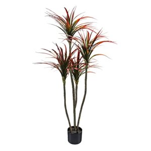 seelinns artificial dracaena tree artificial tropical yucca tree faux yucca plant 4.6ft large fake plants artificial plants for home decor indoor and outdoor (red)