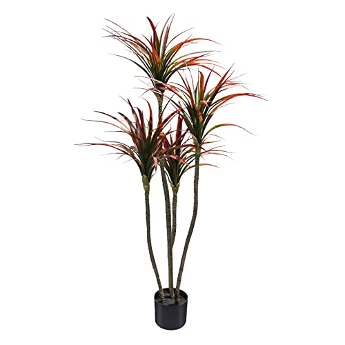 SeelinnS Artificial Dracaena Tree Artificial Tropical Yucca Tree Faux Yucca Plant 4.6FT Large Fake Plants Artificial Plants for Home Decor Indoor and Outdoor (Red)