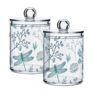 CHSIN 2 Pack Qtip Holder Dispenser with Lids, Dragonfly Storage Containers, Bathroom Canisters Organizer for Cotton Ball,Cotton Swab,Cotton Round Pads,Floss H120308 (g286930256p746c790s1724)