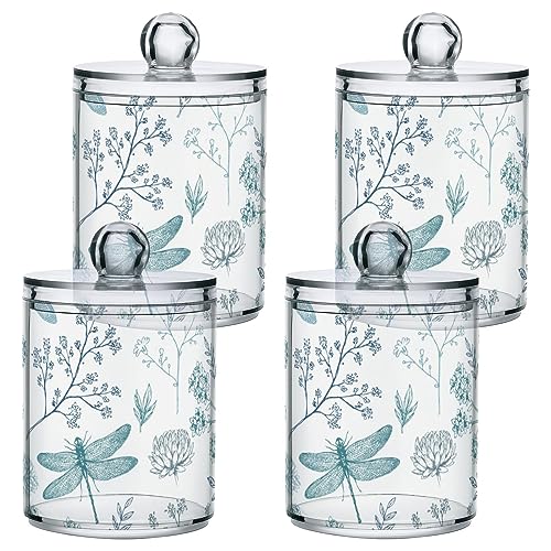 CHSIN 2 Pack Qtip Holder Dispenser with Lids, Dragonfly Storage Containers, Bathroom Canisters Organizer for Cotton Ball,Cotton Swab,Cotton Round Pads,Floss H120308 (g286930256p746c790s1724)