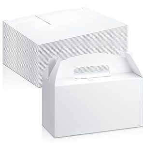 tinlade 36 pcs gable boxes large bulk treat boxes 9.5 x 5 x 5 inches, cardboard gift boxes with handles party favor boxes for halloween christmas thanksgiving gift birthday party wedding (white)