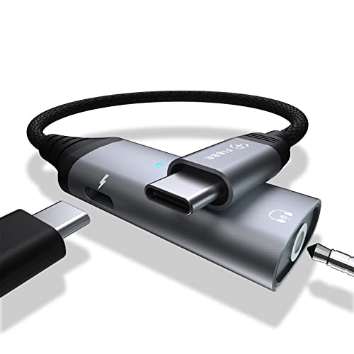 FIBBR USB C to 3.5mm Jack and Charger Adapter with PD 60W Fast Charging, 2 in 1 Type C to 3.5 Headphone Aux Audio Adapter Compatible with Galaxy A33 S22 S21 S20 Note20 10 OnePlus 9R Pixel 6 and More