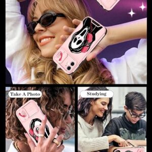 Goocrux (2in1 for iPhone 11 Case Skull Skeleton for Women Girls Cute Girly Phone Cover Cool Gothic Design with Slide Camera Cover+Ring Holder Funny Teen Cases for iPhone 11 6.1''