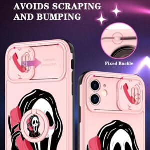 Goocrux (2in1 for iPhone 11 Case Skull Skeleton for Women Girls Cute Girly Phone Cover Cool Gothic Design with Slide Camera Cover+Ring Holder Funny Teen Cases for iPhone 11 6.1''