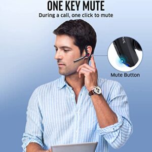 JOWAVE Bluetooth Headset V5.1 Built-in CVC 8.0 Noise Cancelling Bluetooth Earpiece with Microphones 120Hrs Standby Time Hands Free Wireless Headset with Storage Case Driving/Office/Business