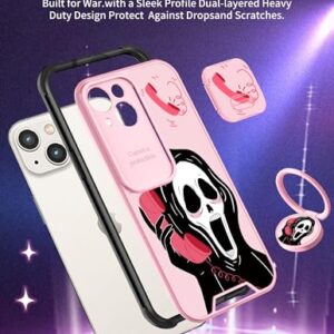 Goocrux for iPhone 13 Case Skull Skeleton for Women Girls Cute Girly Phone Cover Cool Funny Gothic Design with Slide Camera Cover+Ring Holder Teen Cases for iPhone13 6.1''