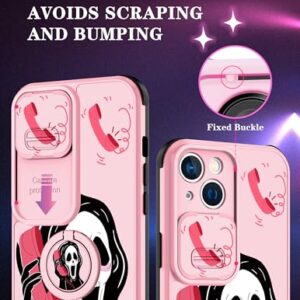 Goocrux for iPhone 13 Case Skull Skeleton for Women Girls Cute Girly Phone Cover Cool Funny Gothic Design with Slide Camera Cover+Ring Holder Teen Cases for iPhone13 6.1''