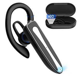 bluetooth headset for cell phone, wireless bluetooth 5.1 earpiece single-ear headset hands-free earphones,in mic with charging case, for office driving calling compatible android/iphone.