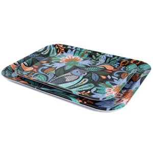 2pcs serving trays: serving platters for breakfast, lunch, dinner, appetizers, coffee table, bbq and party, outdoor and indoor use,17" and 14"(colourful,2 pack)