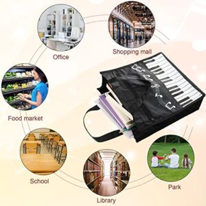 4 Pcs Small Piano Music Bag Piano Keys Handbag Reusable Tote Bag Shoulder Shopping Bag Book Bag Tote for Piano Music Teacher Gifts