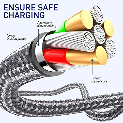 iPhone Charger, 5pack (1/3/3/5/5FT) Lightning Cables [Apple MFi Certified] Nylon Braided USB Cord 5ft Lightning Cable 3ft Compatible with iPhone 13/12/11 Pro Max/XS/XR/X/8/7 Plus/SE