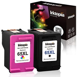 inktopia remanufactured replacement for hp 65 65xl (1 black 1 tricolor) ink cartridges for hp envy 5055 5052 5058 deskjet 3755 2652 2655