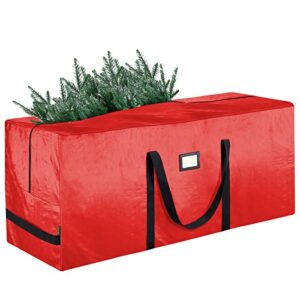 baleine 9 ft christmas tree storage bag, heavy duty extra large artificial christmas tree bag with reinforced handles and dual zippers wide opening (red, 9 ft)