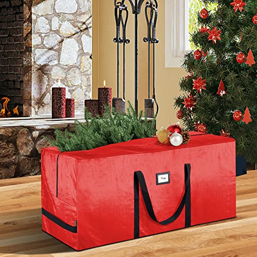 BALEINE 9 ft Christmas Tree Storage Bag, Heavy Duty Extra Large Artificial Christmas Tree Bag with Reinforced Handles and Dual Zippers Wide Opening (Red, 9 ft)