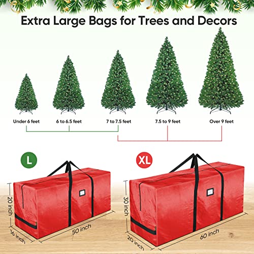 BALEINE 9 ft Christmas Tree Storage Bag, Heavy Duty Extra Large Artificial Christmas Tree Bag with Reinforced Handles and Dual Zippers Wide Opening (Red, 9 ft)