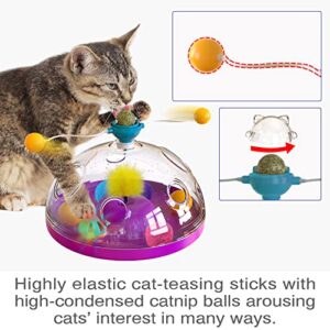 TACKDG Cats Treasure Chest Cat Toy Kitty Toys Kitten Track Ball Teaser Catnip Balls with Feather Interactive Indoor Pets Supplies Supply Funny Gift A