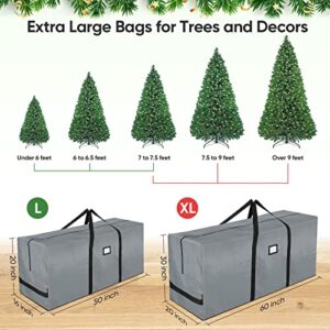 BALEINE 7.5 ft Christmas Tree Storage Bag, Heavy Duty Extra Large Artificial Christmas Tree Bag with Reinforced Handles and Dual Zippers Wide Opening (Gray, 7.5 ft)