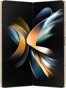 galaxy z fold 4 cell phone, factory unlocked android smartphone, 256gb, flex mode, dual sim (1x esim + 1x nano) multi window view, foldable display, korean international version, beige