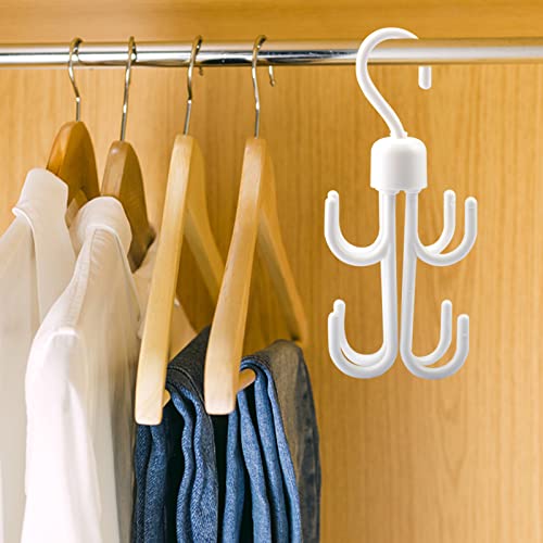DEFUTAY Belt Hanger Scarf Tie Rack Holder Hook, 2 PCS Hangers for Closet,360 Degree Rotating Closet Clothes Hangers with 8 Claws for Hanging, Scarf,Hats, Towels,Bags, Shoes,Ties