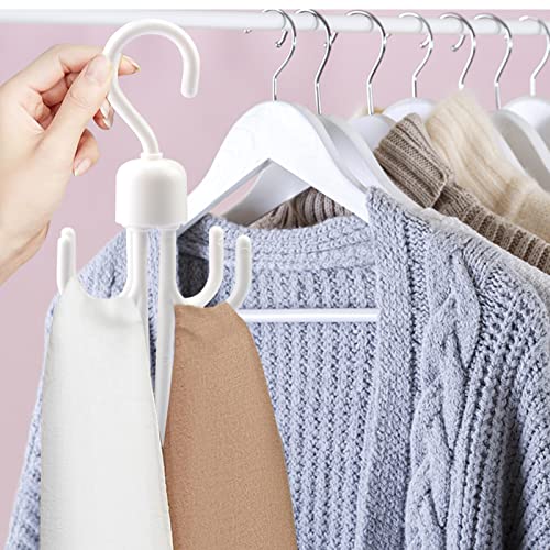 DEFUTAY Belt Hanger Scarf Tie Rack Holder Hook, 2 PCS Hangers for Closet,360 Degree Rotating Closet Clothes Hangers with 8 Claws for Hanging, Scarf,Hats, Towels,Bags, Shoes,Ties