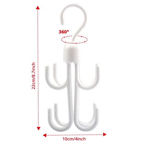 DEFUTAY Belt Hanger Scarf Tie Rack Holder Hook, 2 PCS Hangers for Closet,360 Degree Rotating Closet Clothes Hangers with 8 Claws for Hanging, Scarf,Hats, Towels,Bags, Shoes,Ties