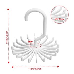 DEFUTAY Belt Hanger Scarf Tie Rack Holder Hook, 2 PCS Hangers for Closet,360 Degree Rotating Closet Clothes Hangers with 20 Claws for Hanging, Scarf,Hats, Towels,Bags, Shoes,Ties
