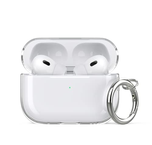 Aircawin for Airpods Pro 2nd Generation Case Clear 2023,Shockproof Clear Case Compatible with Airpods Pro 2 Case Cover 2022/Airpods Pro Case 2019,Full Protective Soft TPU Case with Carabiner-Clear