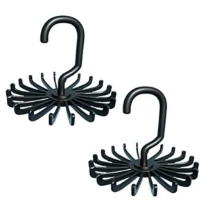 defutay belt hanger scarf tie rack holder hook, 2 pcs hangers for closet,360 degree rotating closet clothes hangers with 20 claws for hanging, scarf ,hats, towels,bags, shoes,ties