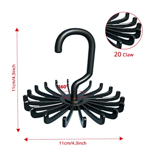 DEFUTAY Belt Hanger Scarf Tie Rack Holder Hook, 2 PCS Hangers for Closet,360 Degree Rotating Closet Clothes Hangers with 20 Claws for Hanging, Scarf ,Hats, Towels,Bags, Shoes,Ties