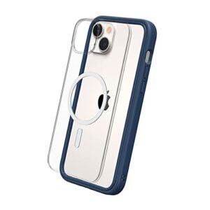 rhinoshield modular case compatible with magsafe for [iphone 14 plus] | mod nx - superior magnetic pull force, customizable heavy duty protective cover 3.5m / 15ft drop protection - navy blue