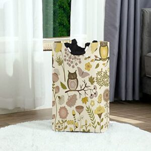 Kigai Owls Flowers Laundry Basket Large Collapsible Waterproof Laundry Hamper with Handles Portable Storage Basket Dirty Clothes Toys Organizer for College Dorms, Nursery, Bathroom