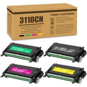 4-pack 3110cn toner cartridge replacement for dell 3110cn 3110 3110cn 3115 3115cn printer.(1cyan 1magenta 1yellow 1black)