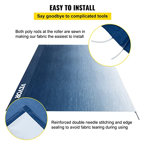 VEVOR RV Awning, 15 ft (Fabric Size: 14' 2") Awning Replacement Fabric, Premium Grade Waterproof Vinyl, Universal Outdoor Canopy RV Replacement Fabric for Camper, Trailer,and Motor Home, Slate Blue