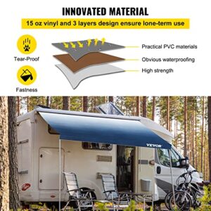 VEVOR RV Awning, 15 ft (Fabric Size: 14' 2") Awning Replacement Fabric, Premium Grade Waterproof Vinyl, Universal Outdoor Canopy RV Replacement Fabric for Camper, Trailer,and Motor Home, Slate Blue