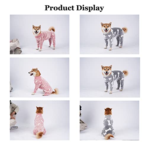 HDKUW Large Dog Coat, Dog Recovery Suit, Anti-Shedding Flannel Dog Pajamas Pjs, After Surgery Dog Onesie, Dog Sweater Outfits for Medium Large Dog Pink 3XL