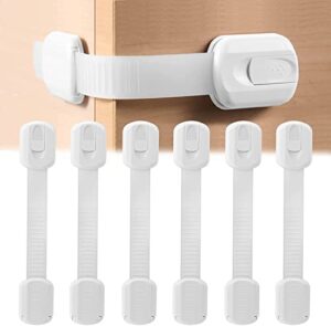 safety strap locks for fridge,cabinets,drawers,dishwasher & more,toilet- adjustable strap,no drilling required,easy installation (6 pack)