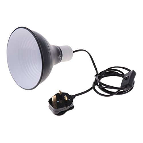 SGerste Dome Lamp Fixture for Reptiles. Heat Lamp UVA UVB Bulb Halogen Bulb & Habitat Lighting Holder UK Plug