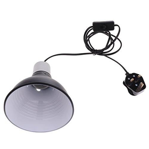 SGerste Dome Lamp Fixture for Reptiles. Heat Lamp UVA UVB Bulb Halogen Bulb & Habitat Lighting Holder UK Plug