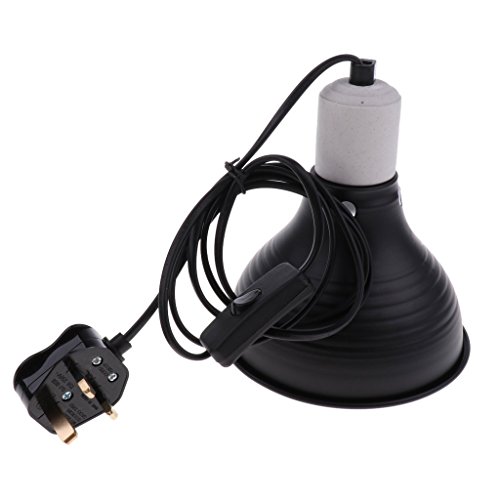 SGerste Dome Lamp Fixture for Reptiles. Heat Lamp UVA UVB Bulb Halogen Bulb & Habitat Lighting Holder UK Plug