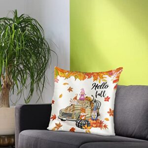 Autumn Gnomes Decorative Throw Pillow Garden Gnome Vintage Standard Size Satin Pillow Shams for Home Sofa Couch Decoration Zippered New Home Owner Gift 18x18