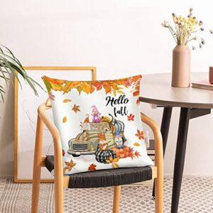 Autumn Gnomes Decorative Throw Pillow Garden Gnome Vintage Standard Size Satin Pillow Shams for Home Sofa Couch Decoration Zippered New Home Owner Gift 18x18